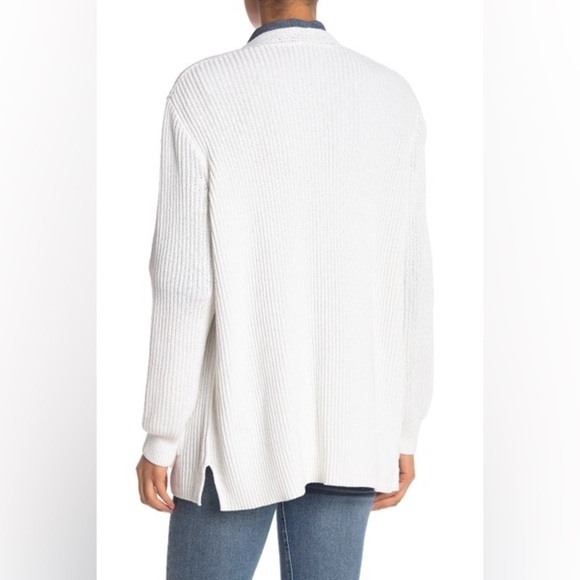 Madewell Nolan Ribbed Open Front Cardigan In Eyelet White - Size XS - Picture 2 of 7